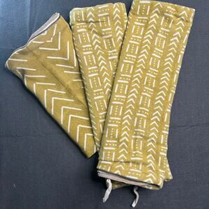 3 Magaschoni Home Pillow Cases Set Mustard Yellow Geometric Tribal Pattern 20x20